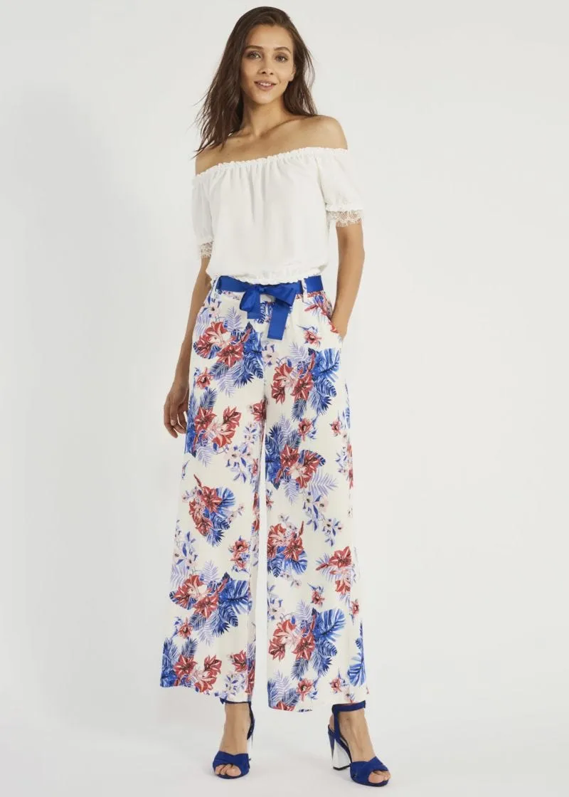 Pantaloni in viscosa floreale