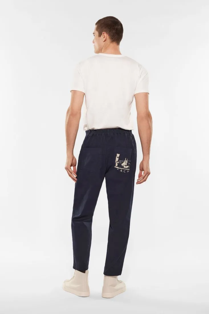 Pantaloni straight in puro cotone monocolour con pinces