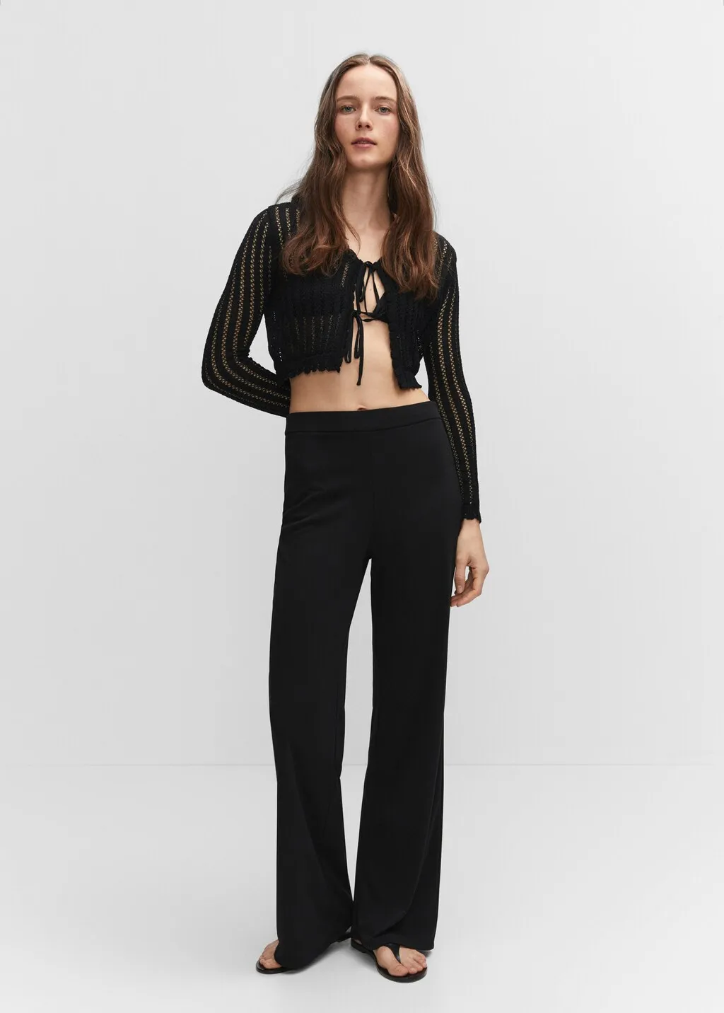 Pantaloni wideleg vita alta