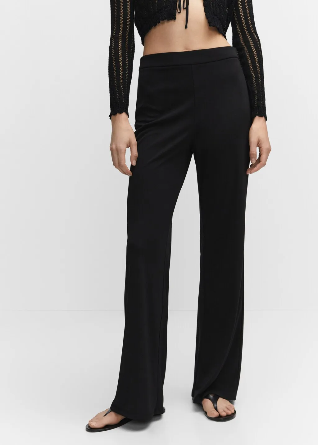 Pantaloni wideleg vita alta