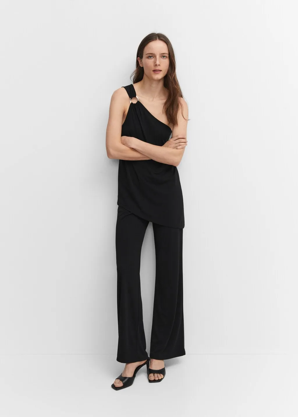 Pantaloni wideleg vita alta