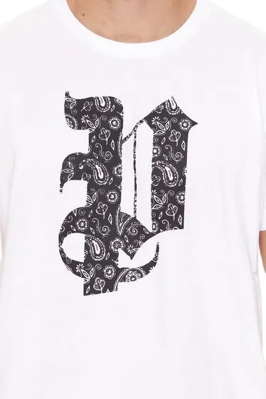 PASH Camicia a maniche corte da uomo a scacchiera o bandana con ampia stampa frontale in cotone Nero/Verde, Bianco/Nero o Bianco