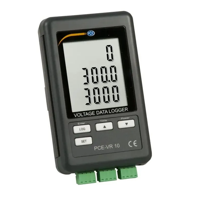 PCE Instruments PCE-VR 10 Data logger per tensione 0-3000 mV con 3 canali, display retroilluminato, registrazione su scheda SD e