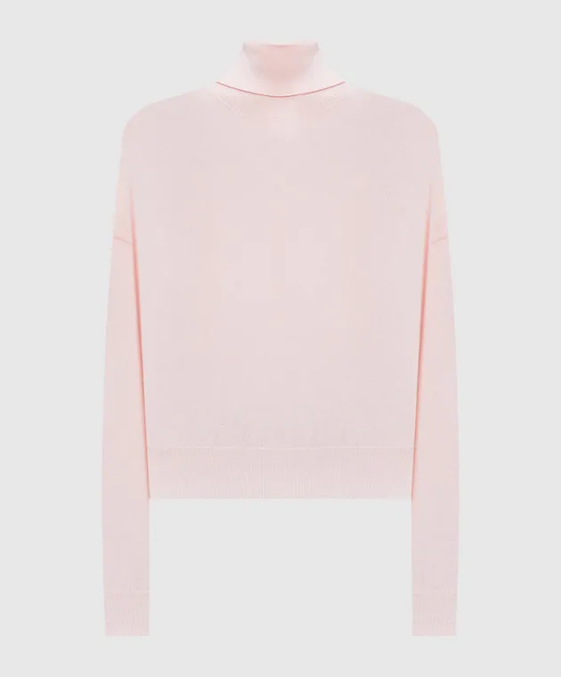 Peserico Maglia rosa in lana, seta e cashmere con catena monil S99609F1209018