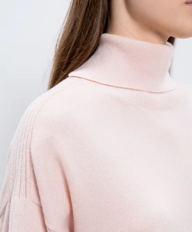 Peserico Maglia rosa in lana, seta e cashmere con catena monil S99609F1209018
