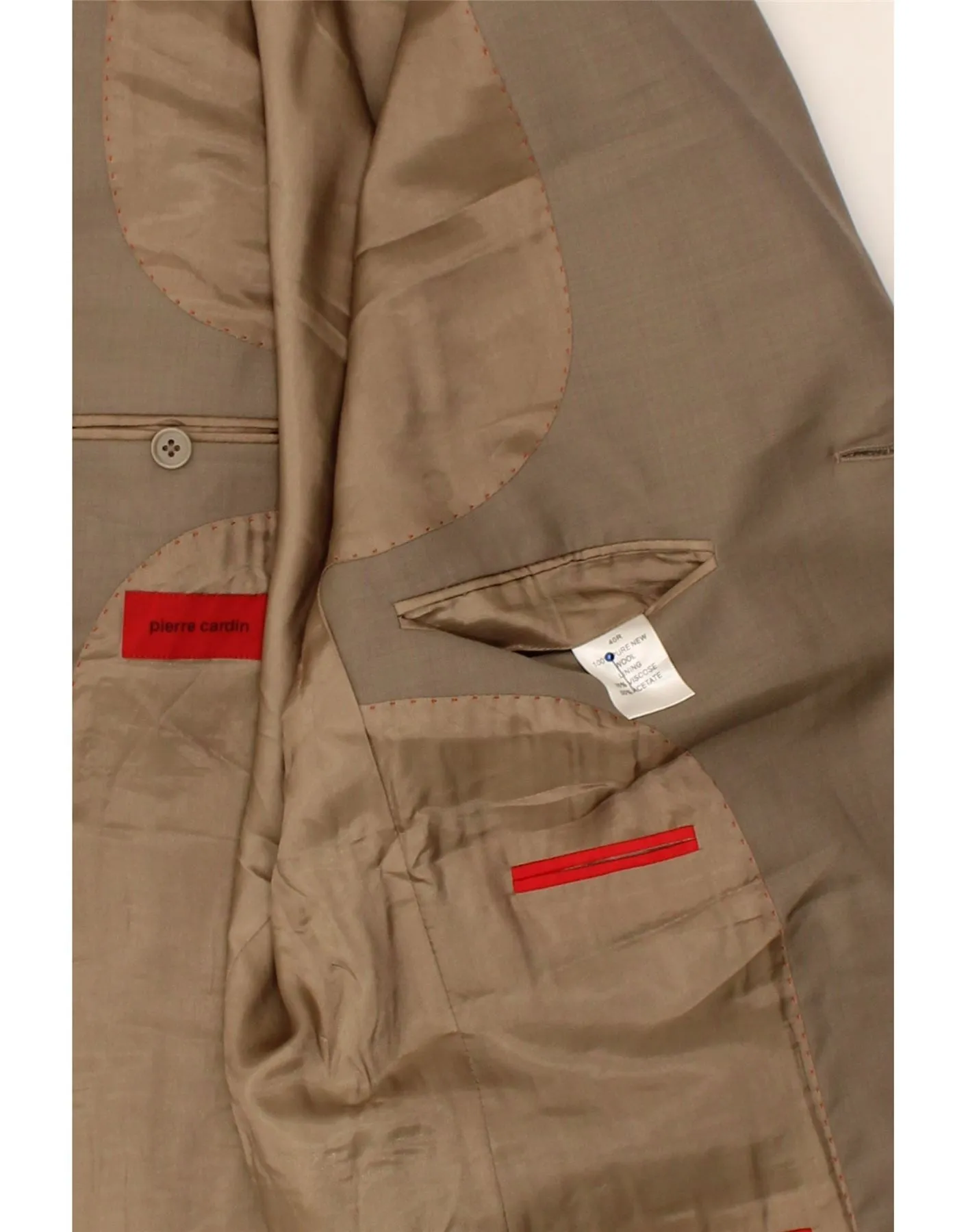 PIERRE CARDIN Mens 3 Button Blazer Jacket UK 40 Large Beige New Wool