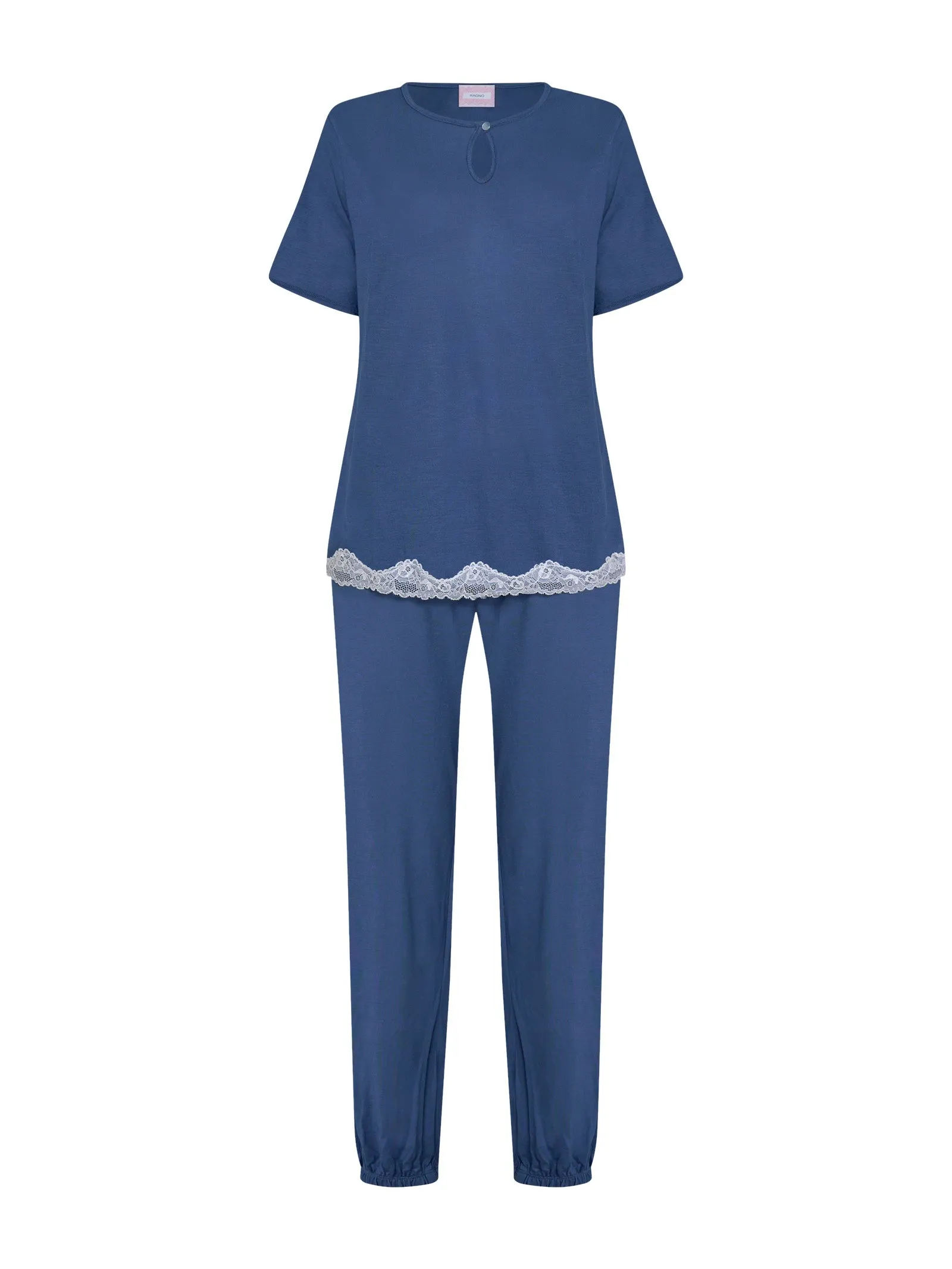 Pigiama Serafino in Jersey di Modal - Bijou Blue