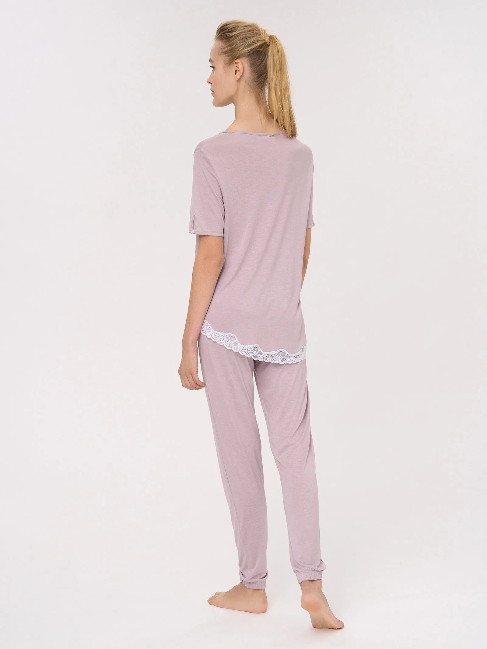Pigiama Serafino in Jersey di Modal - Bijou Blue