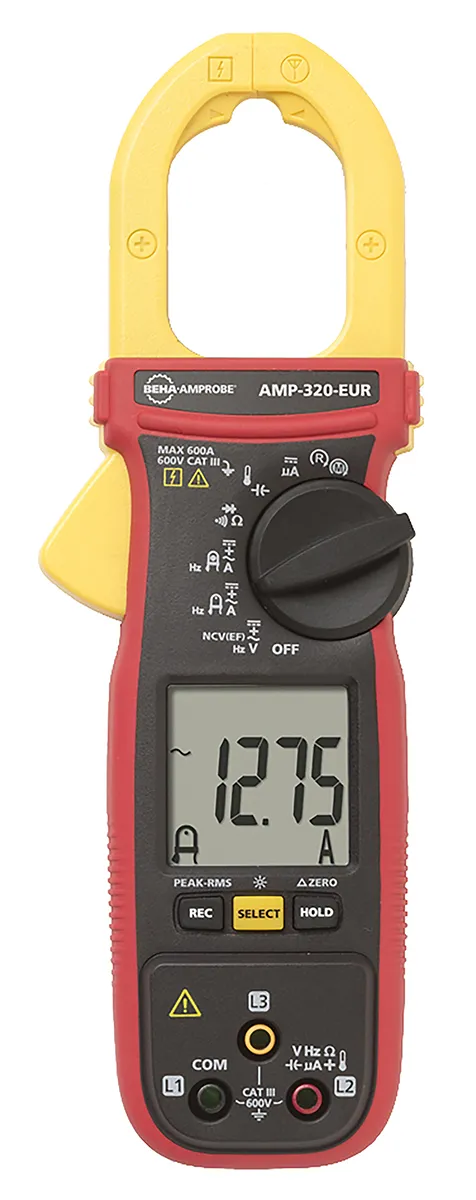 Pinza amperometrica per corrente e tensione Beha-Amprobe AMP 320, Max 600A ca, Max 600V cc, Cert. LAT