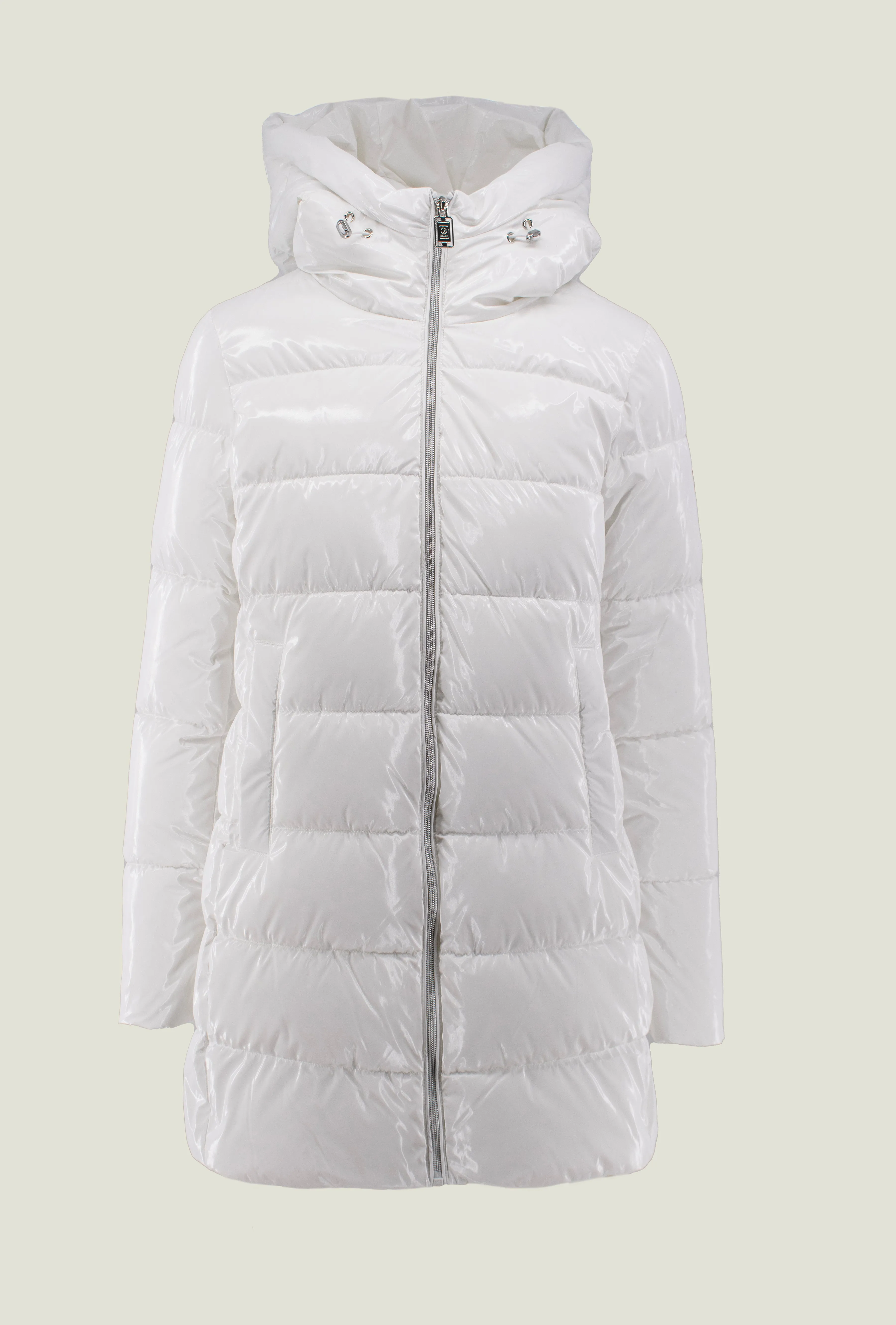 Piumino FABIC lungo manica lunga con cappuccio più zip più coulisse