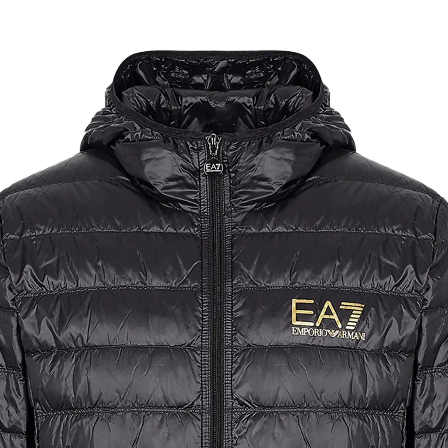 Piumino Nero Con Logo Ea7 Oro