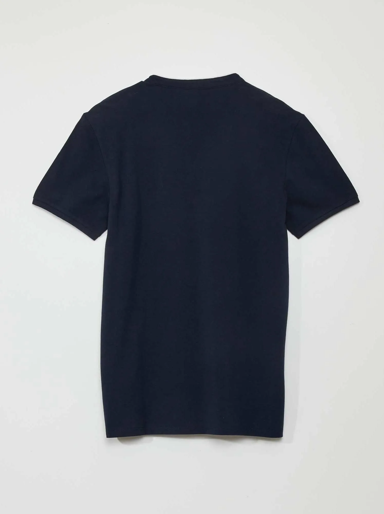 Polo con collo alla coreana in piqué di cotone - BLU