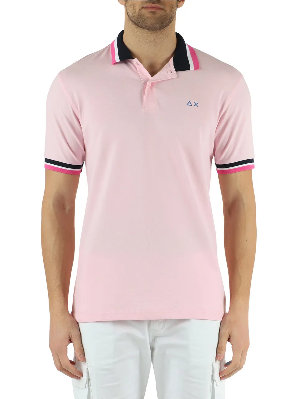Polo in cotone piquet stretch con inserti a contrasto