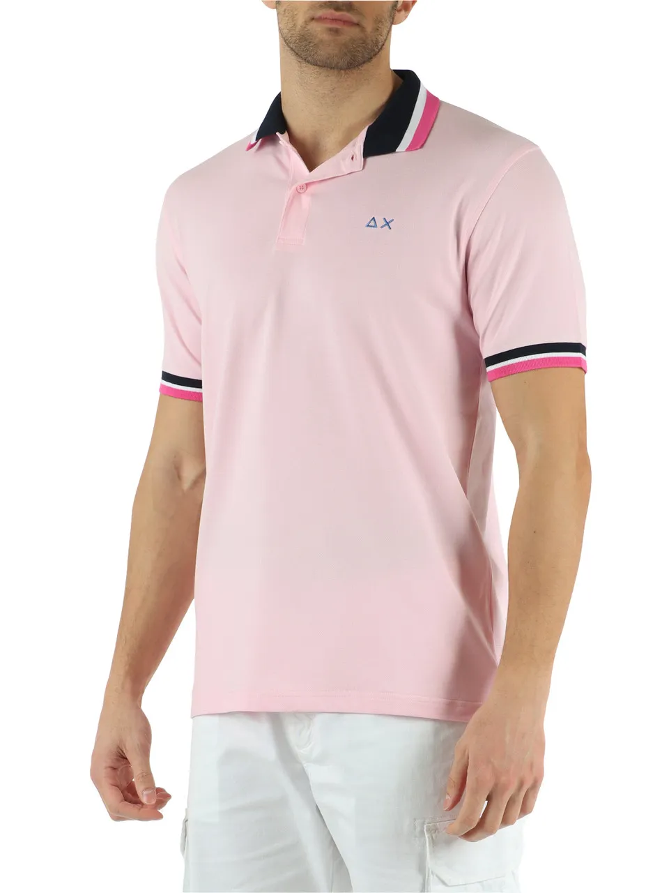 Polo in cotone piquet stretch con inserti a contrasto
