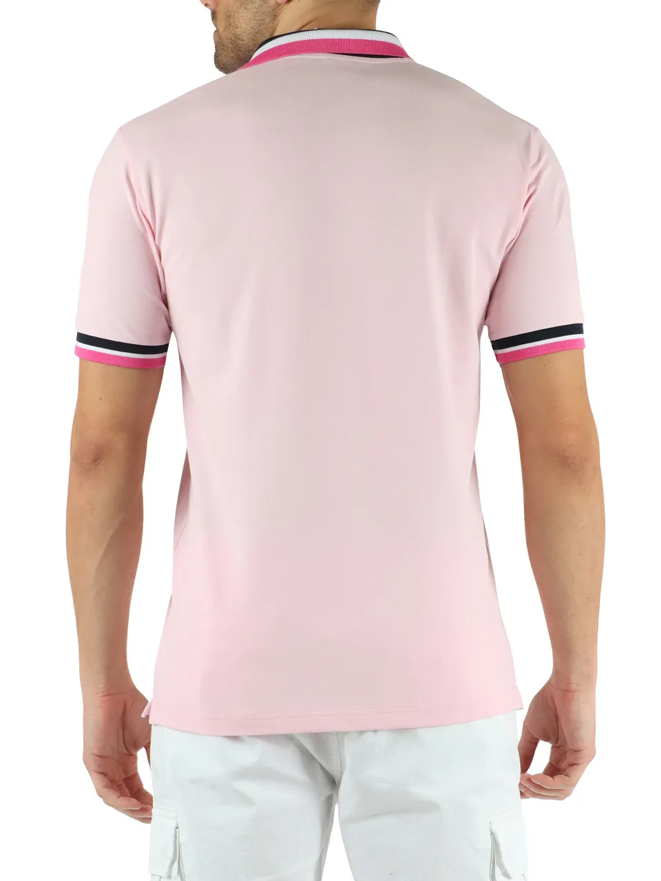 Polo in cotone piquet stretch con inserti a contrasto