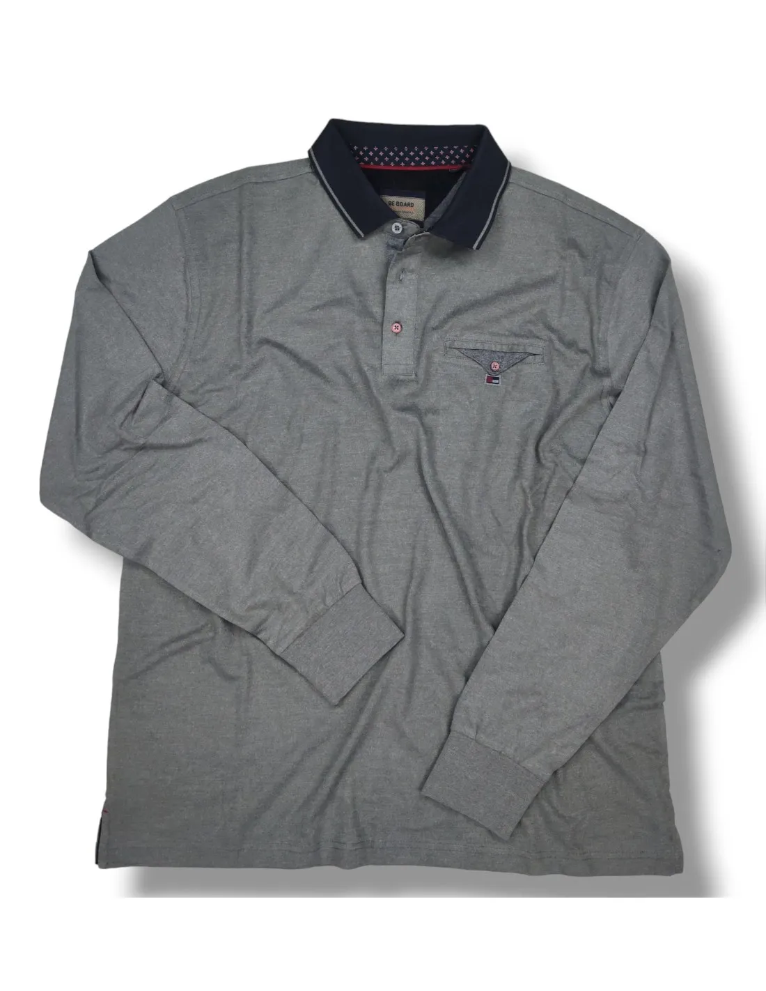 Polo uomo manica lunga con taschino in caldo cotone Grigio