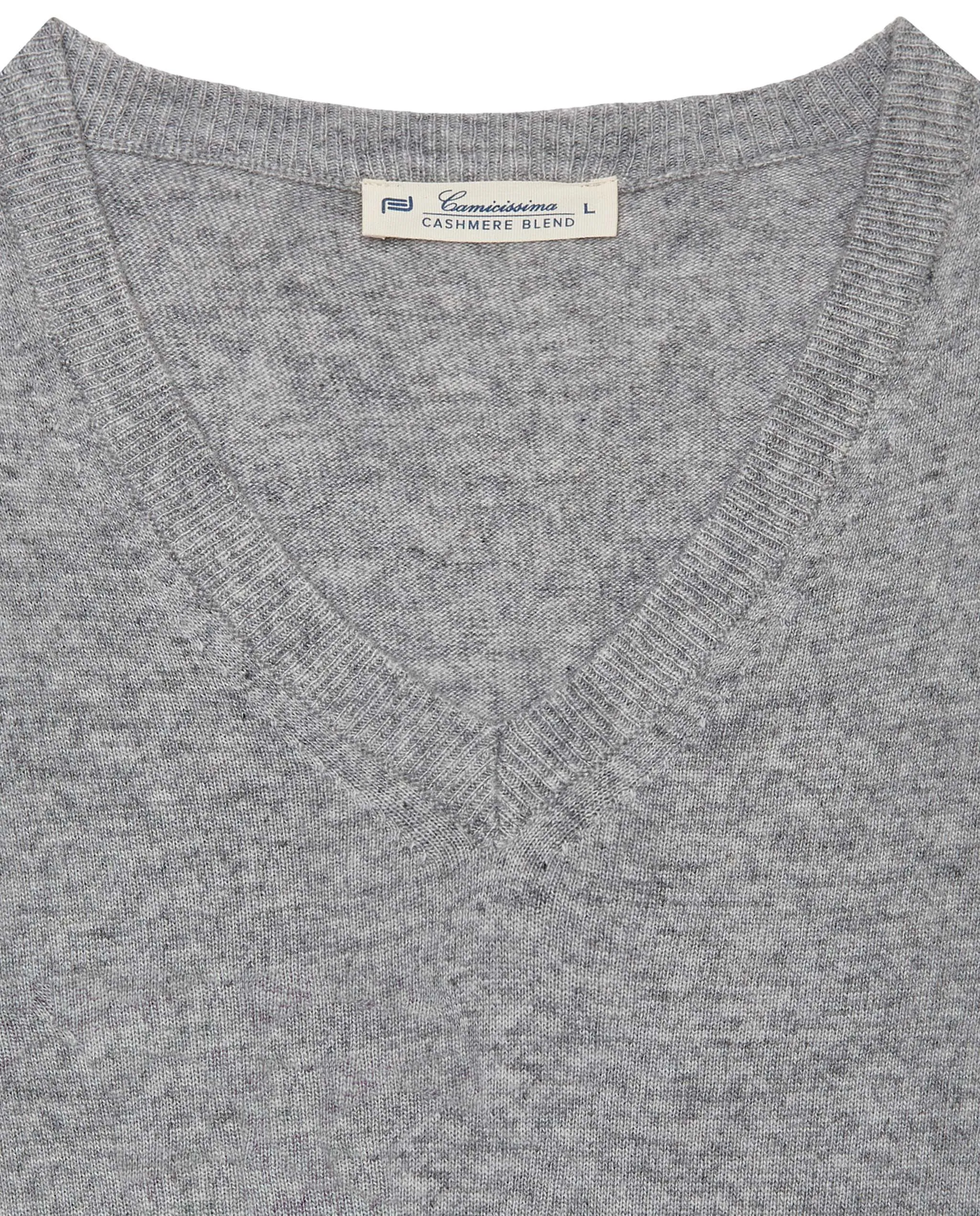 Pullover scollo a v grigio chiaro misto cachemire    