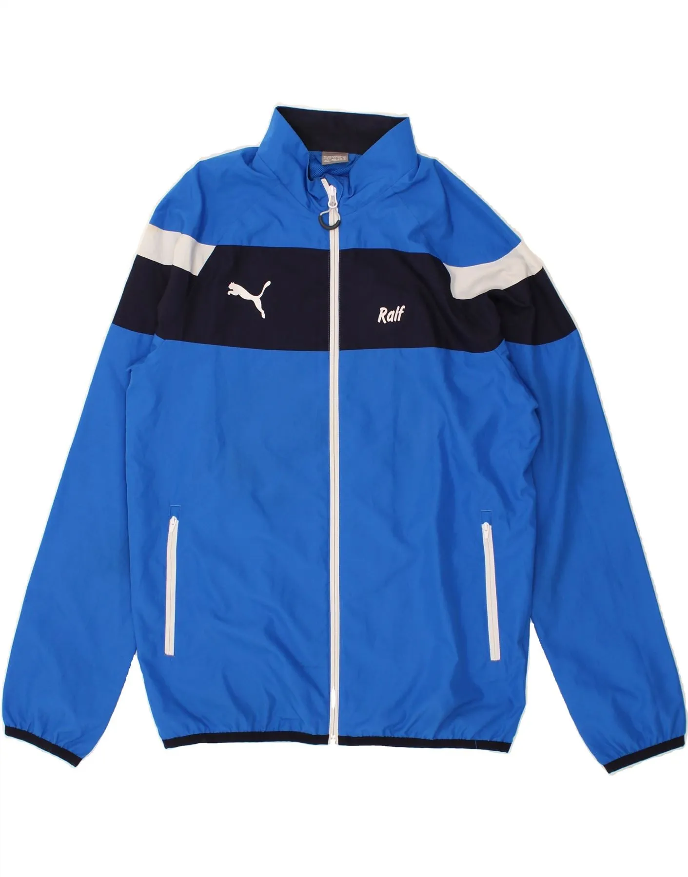 PUMA Mens Graphic Tracksuit Top Jacket Medium Blue Colourblock Polyester