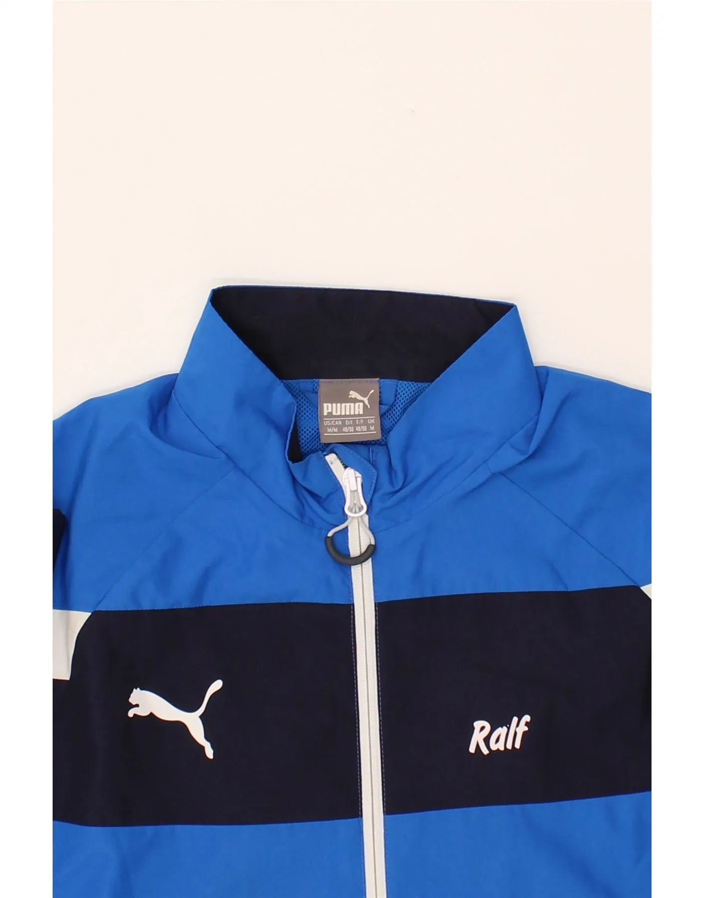 PUMA Mens Graphic Tracksuit Top Jacket Medium Blue Colourblock Polyester