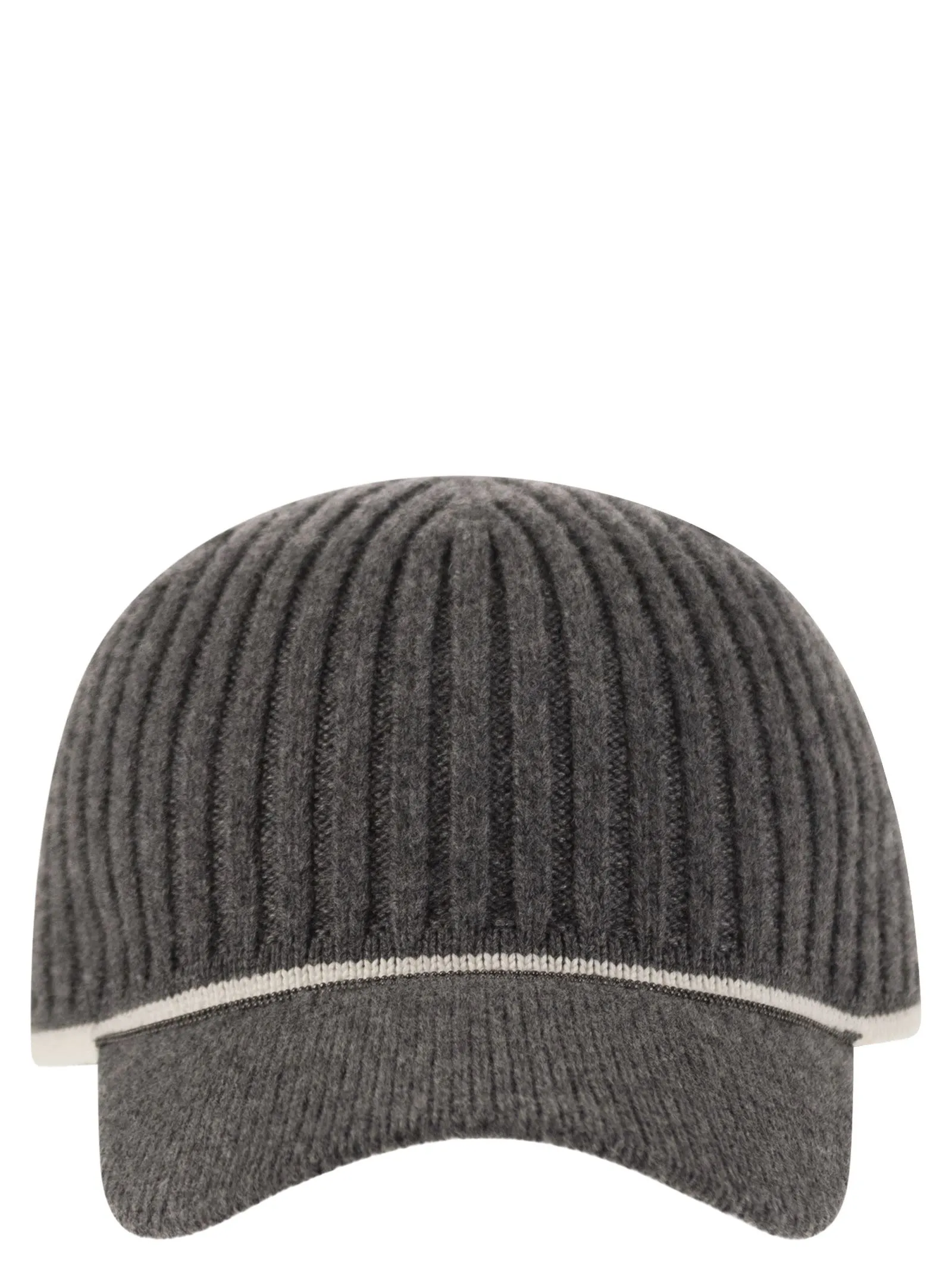 Ribbed virgin wool, cashmere and silk knit baseball cap with jewel