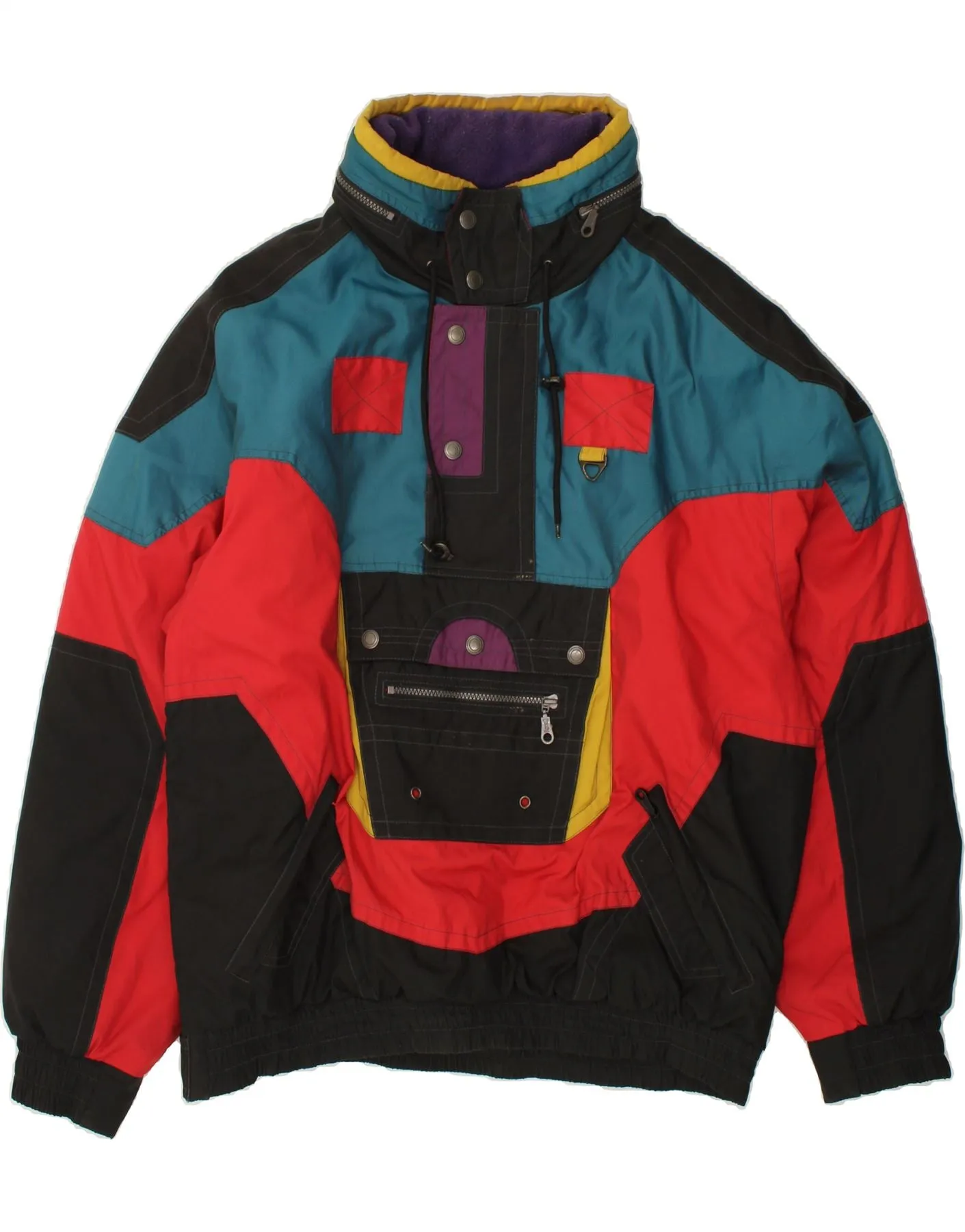 RODEO Mens Pullover Ski Jacket UK 44 2XL Multicoloured Colourblock