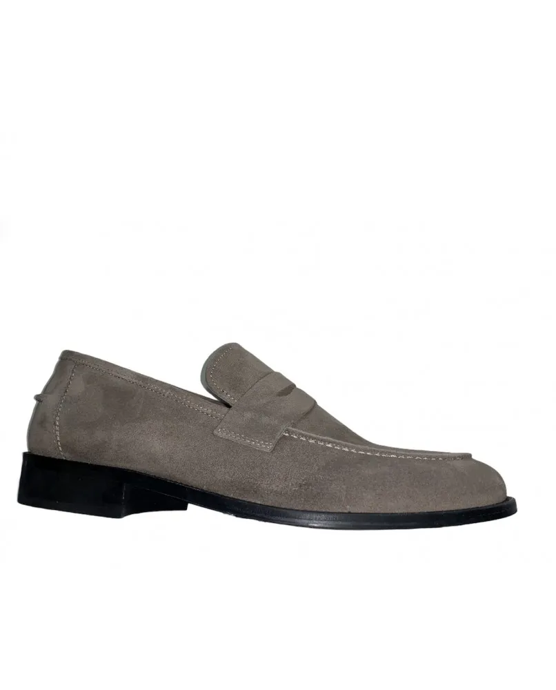 ROGAL'S mocassino eleganti uomo cerimonia cuoio pelle beige camoscio made in italy
