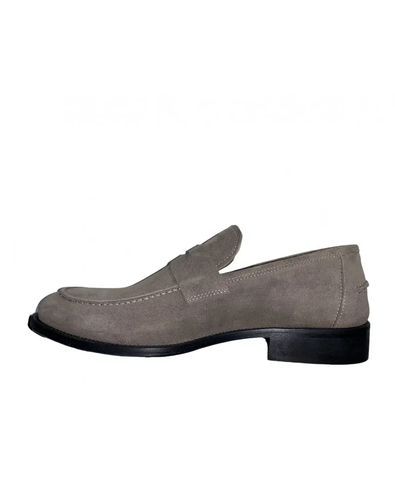 ROGAL'S mocassino eleganti uomo cerimonia cuoio pelle beige camoscio made in italy