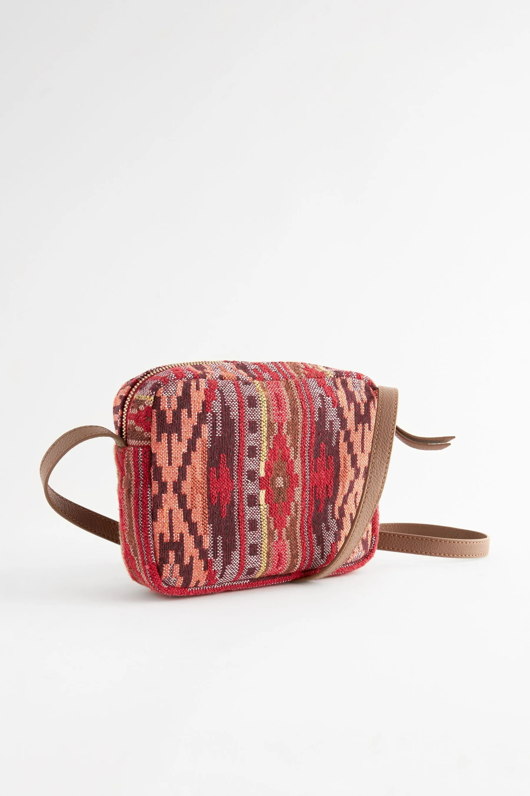 Rosso  - Borsa a tracolla in jacquard azteco
