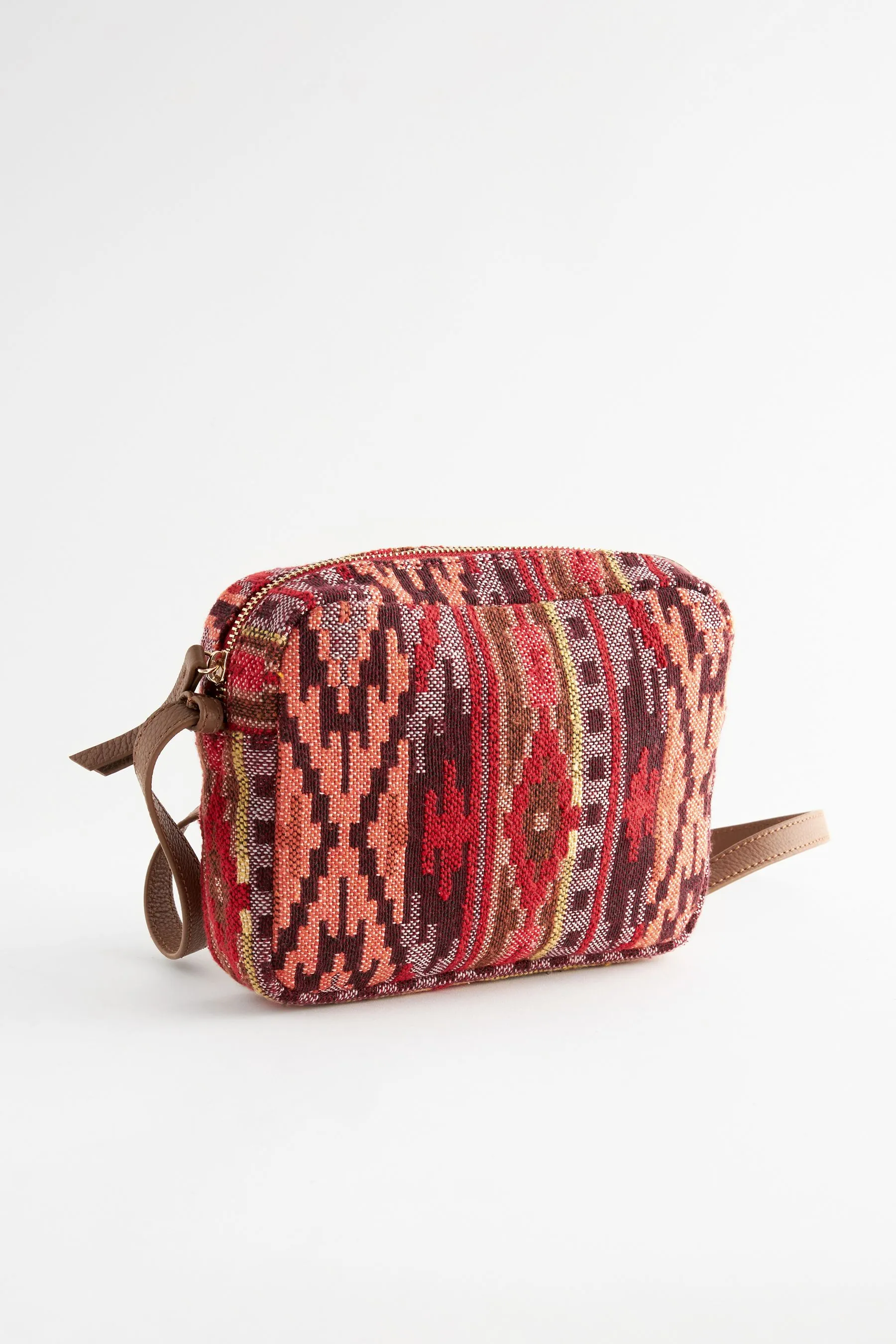 Rosso  - Borsa a tracolla in jacquard azteco