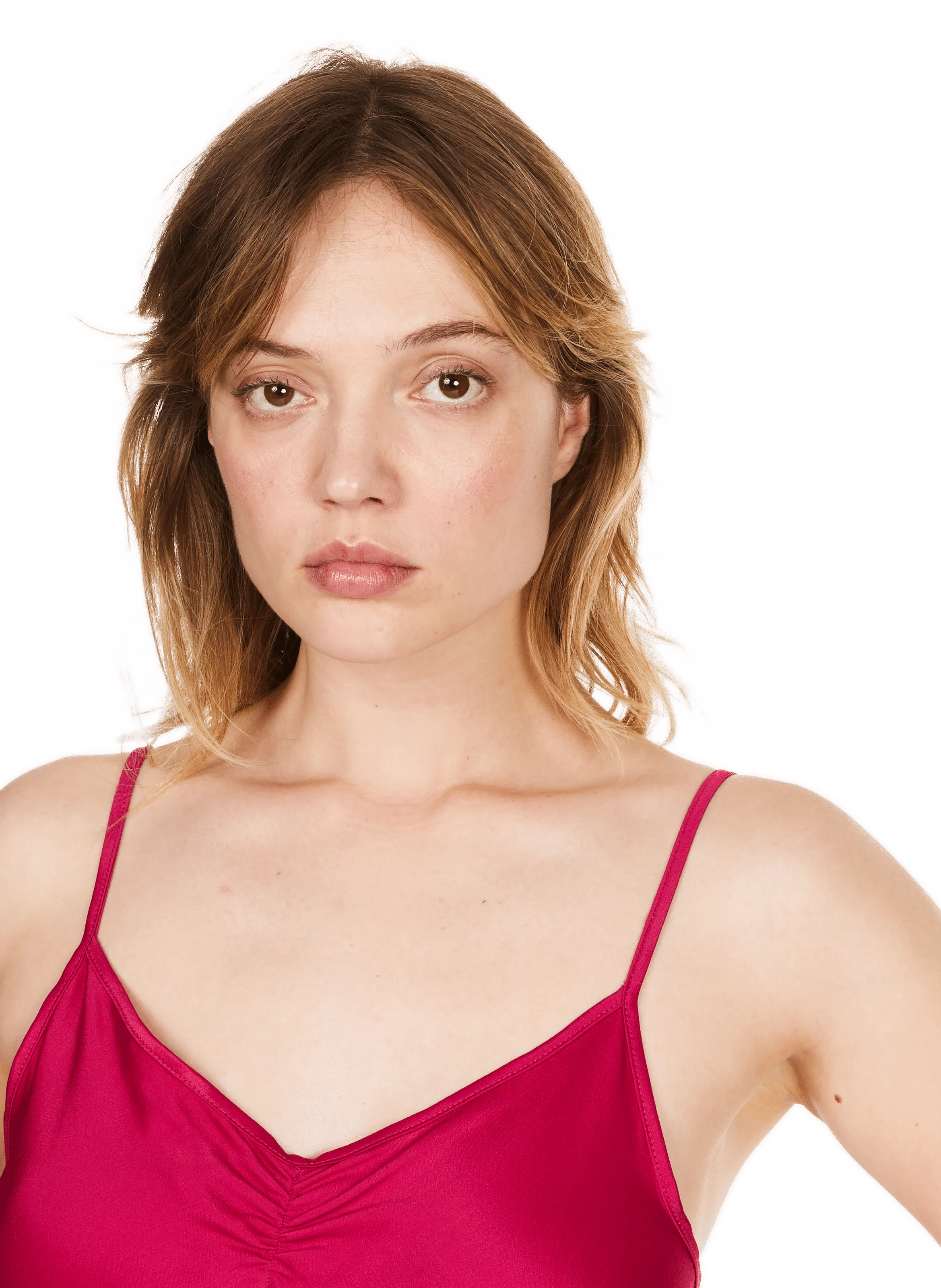  SAISON 1865   TIANY - Abito lungo in raso con spalline | Rosa