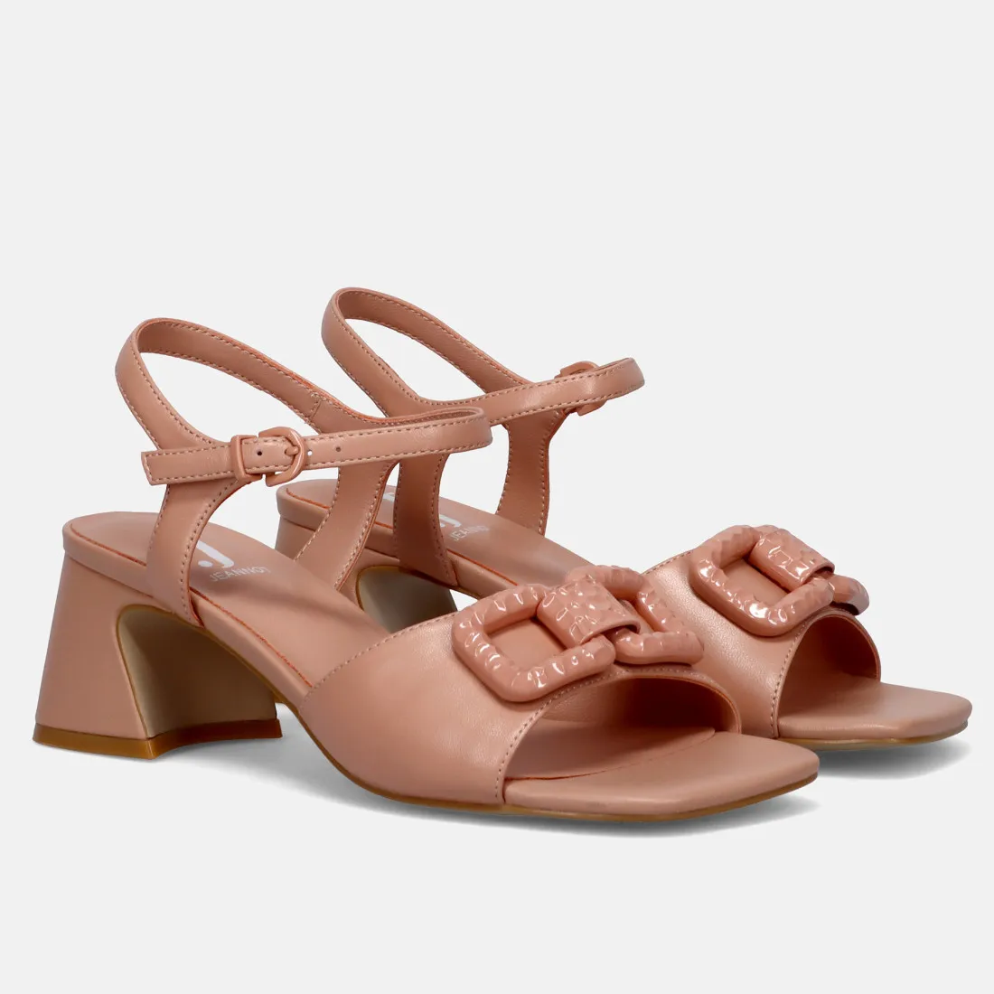 Sandalo da donna Jeannot rosa in pelle con tacco medio