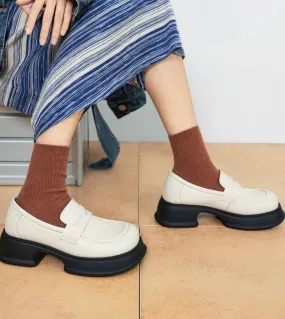 Scarpa da donna casual Slip On Calzature femminili Zoccoli Piattaforma Mocassini a punta tonda con pelliccia Morbida bocca bassa