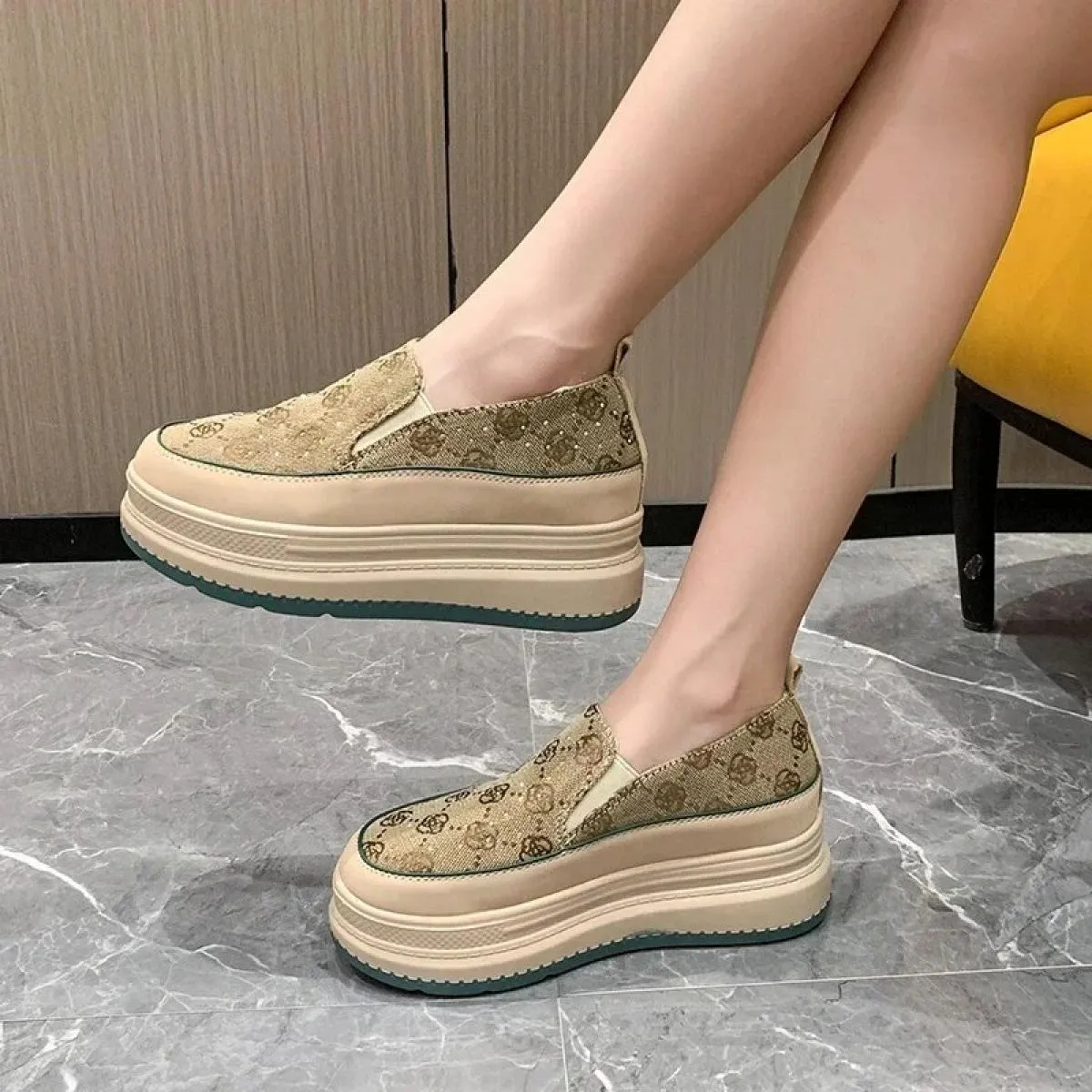 Scarpe da ginnastica casual da donna estive scarpe da strass originali di lusso mocassini con plateau traspiranti scarpe brillan