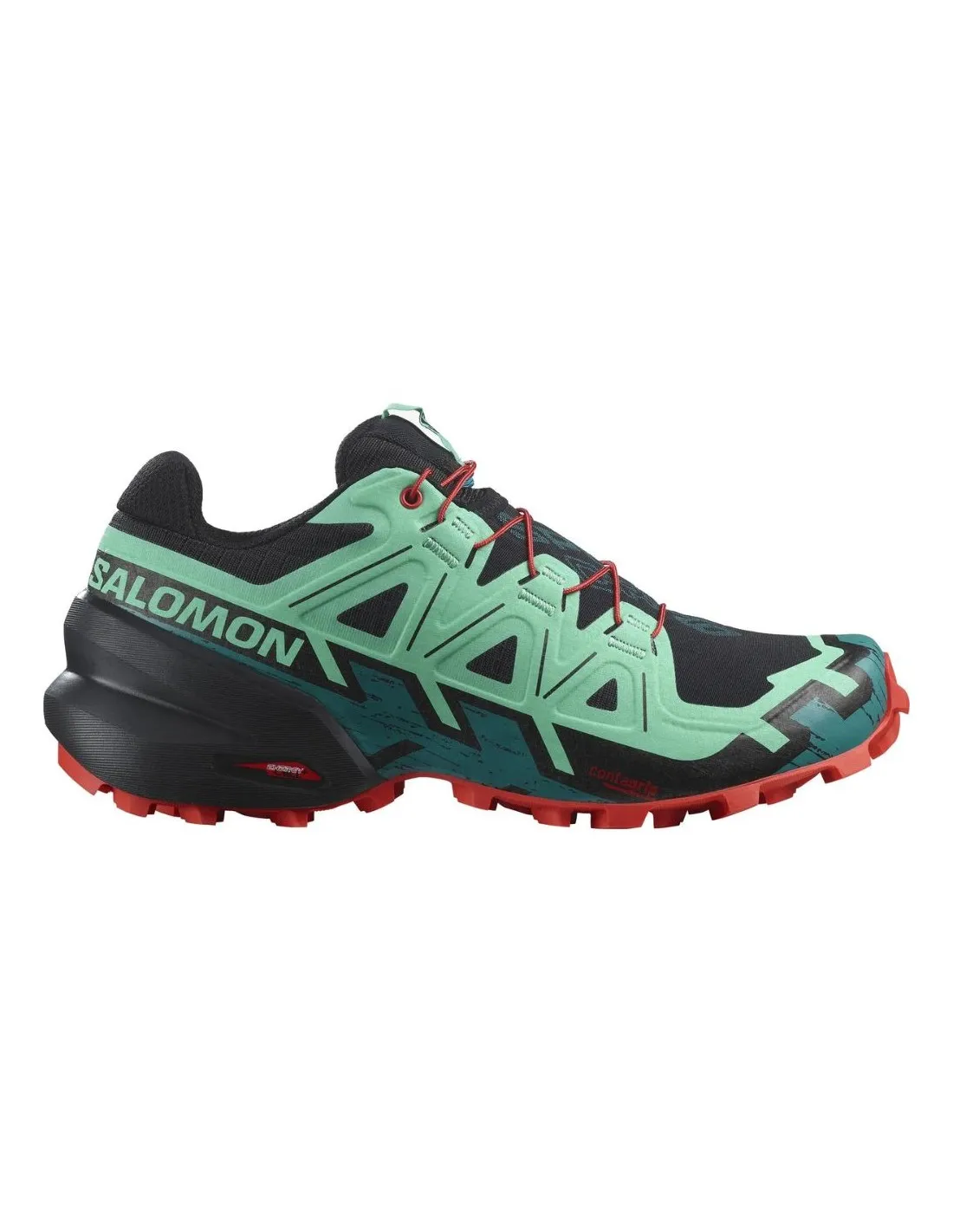 Scarpe da trail Salomon Speedcross 6 W Nere / Biscay Green / Fiery Red