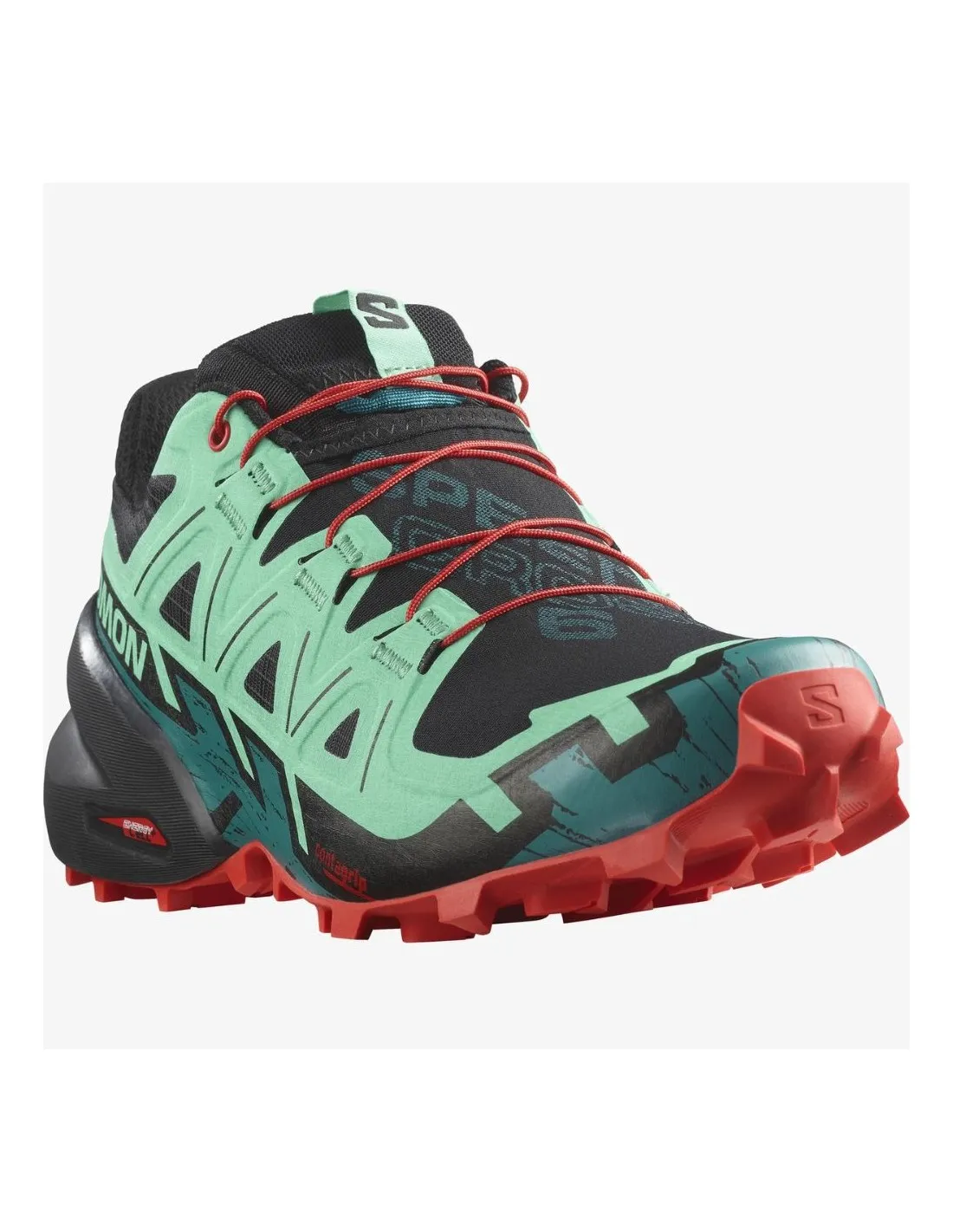 Scarpe da trail Salomon Speedcross 6 W Nere / Biscay Green / Fiery Red