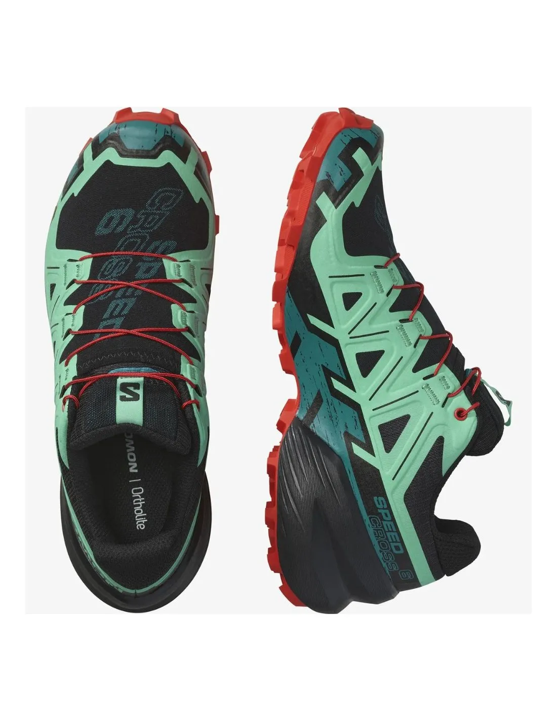 Scarpe da trail Salomon Speedcross 6 W Nere / Biscay Green / Fiery Red