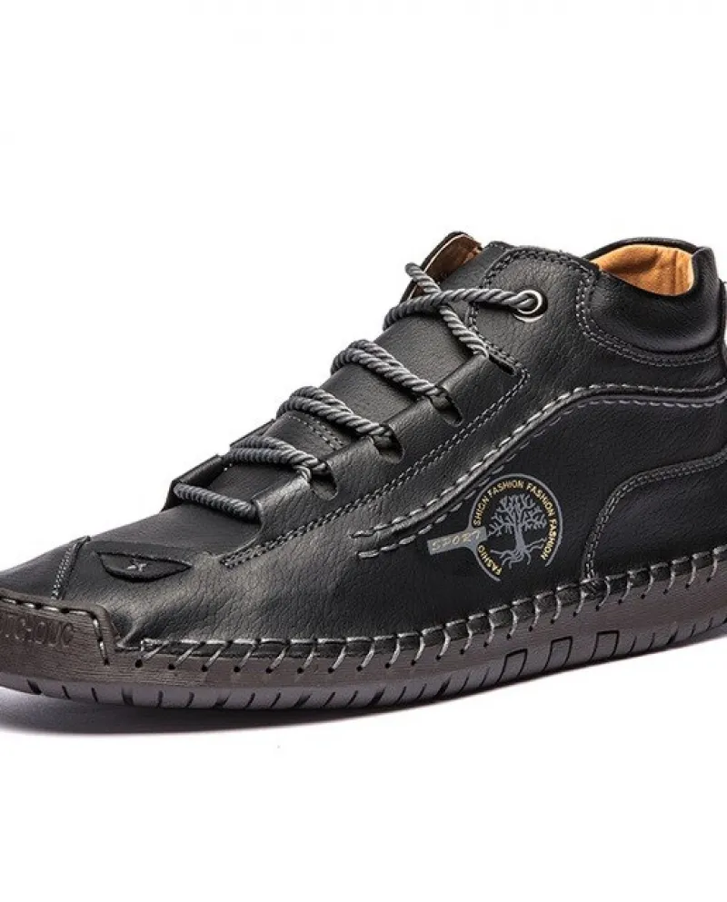 Scarpe da uomo Stivaletti comodi Cuciture a mano Mocassini casual Suola morbida Scarpe basse traspiranti Scarpe da trekking Cotu