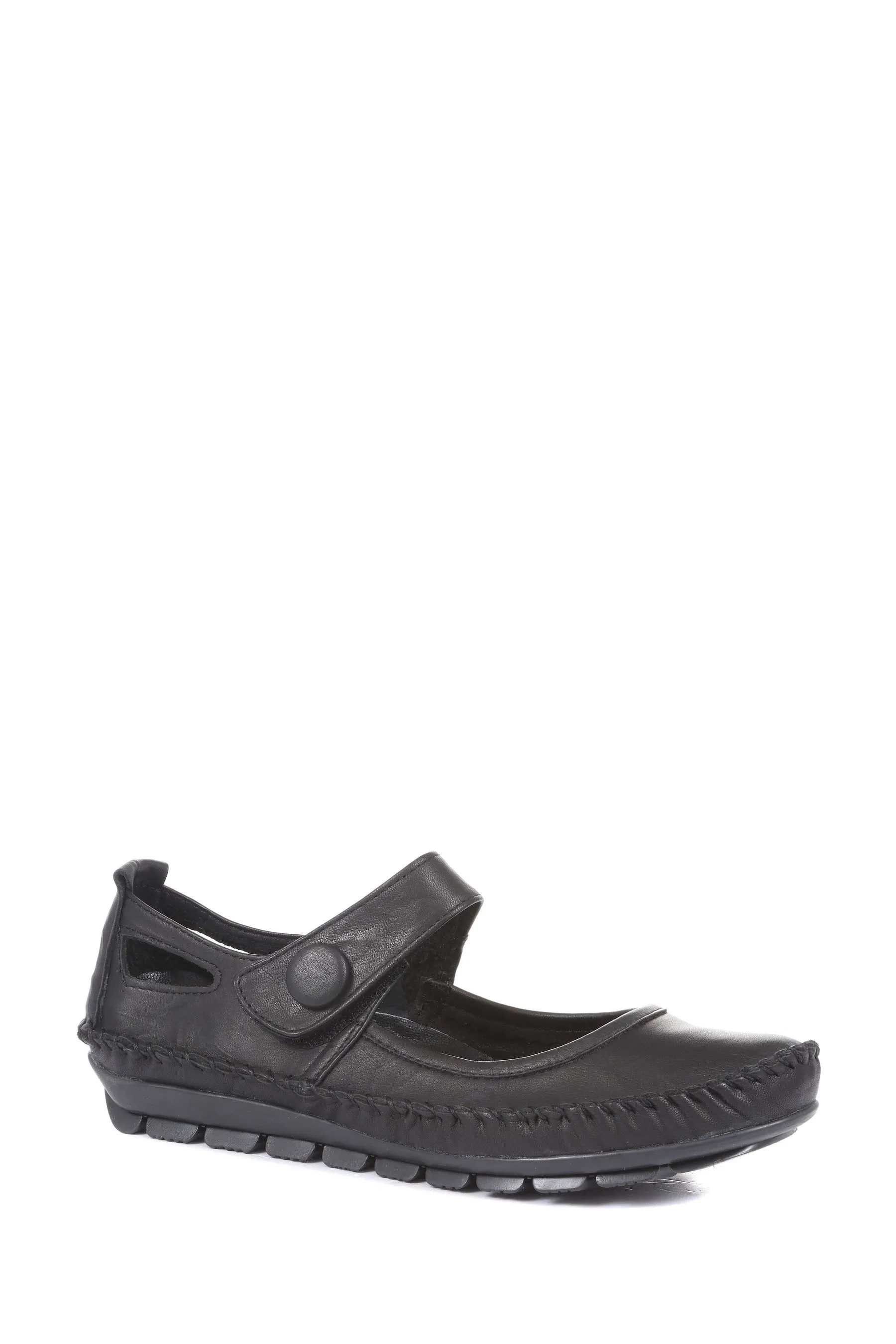 Scarpe Mary Jane con chiusura a strappo in pelle    