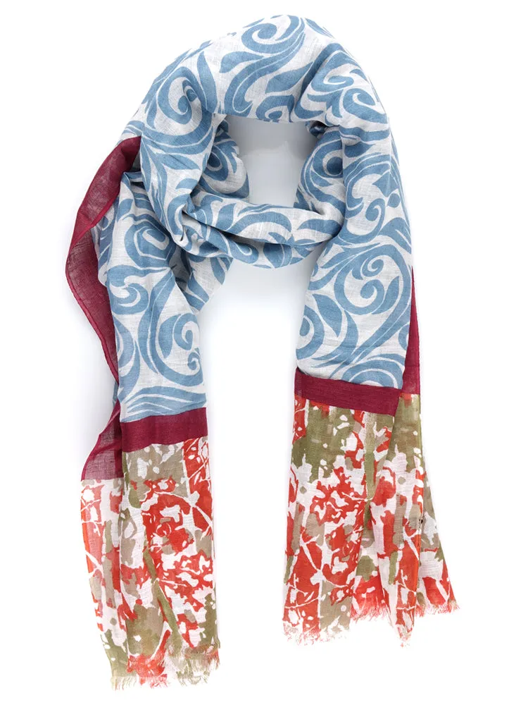 Sciarpa cotone/lino POLLOCK Celeste 