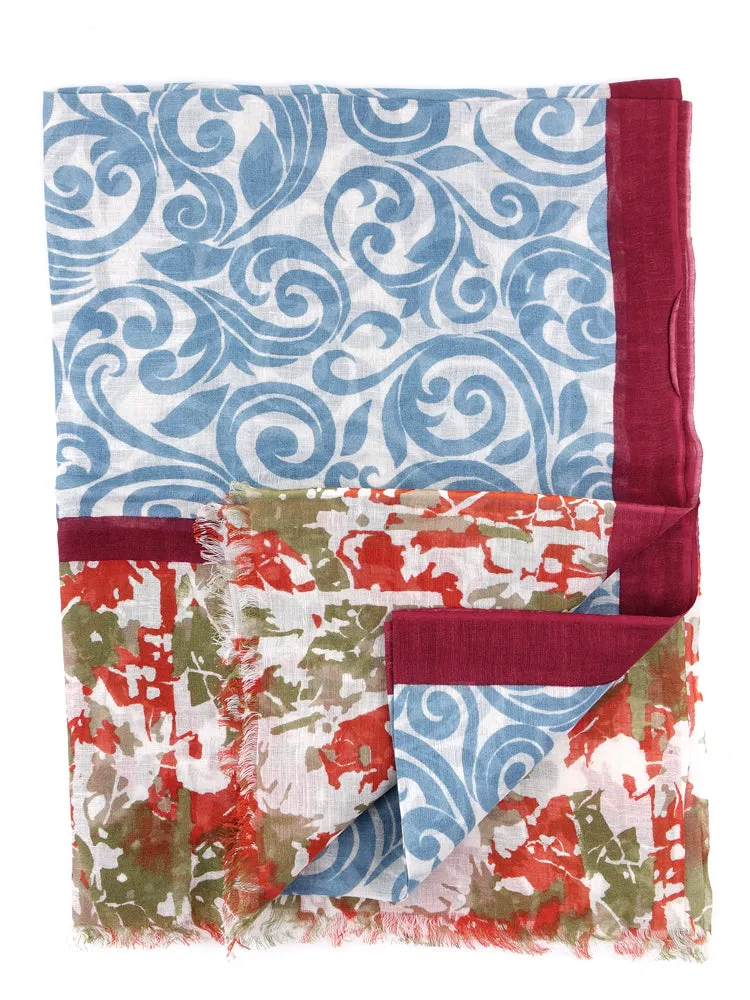 Sciarpa cotone/lino POLLOCK Celeste 