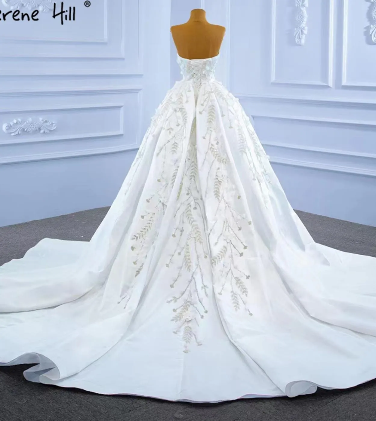 Serene Hill White Mermaid Overskirt Abiti da sposa Fiori eleganti Abiti da sposa in rilievo Hm67282 Custom Made Wedding Dre