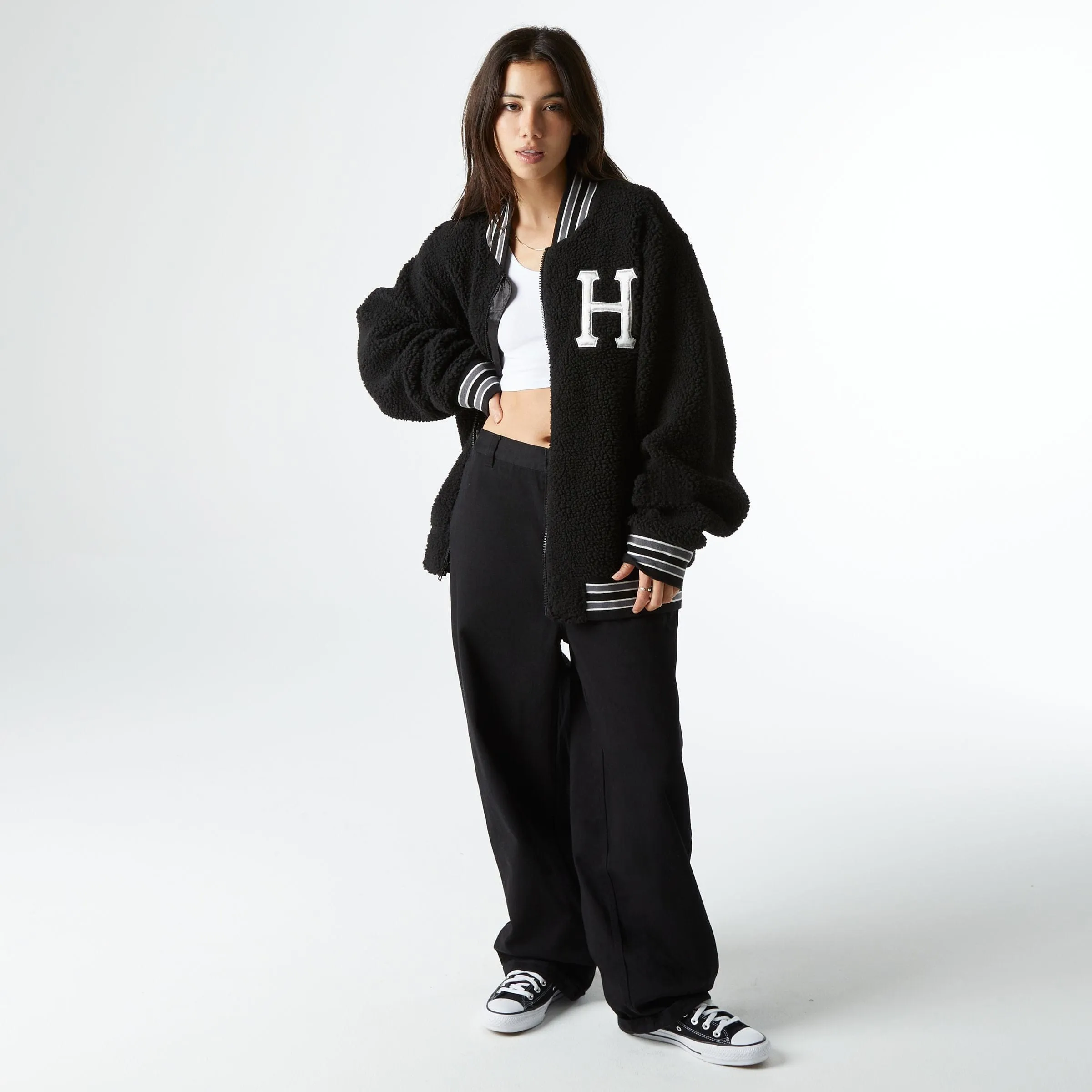 SHERPA VARSITY JACKET - BLACK