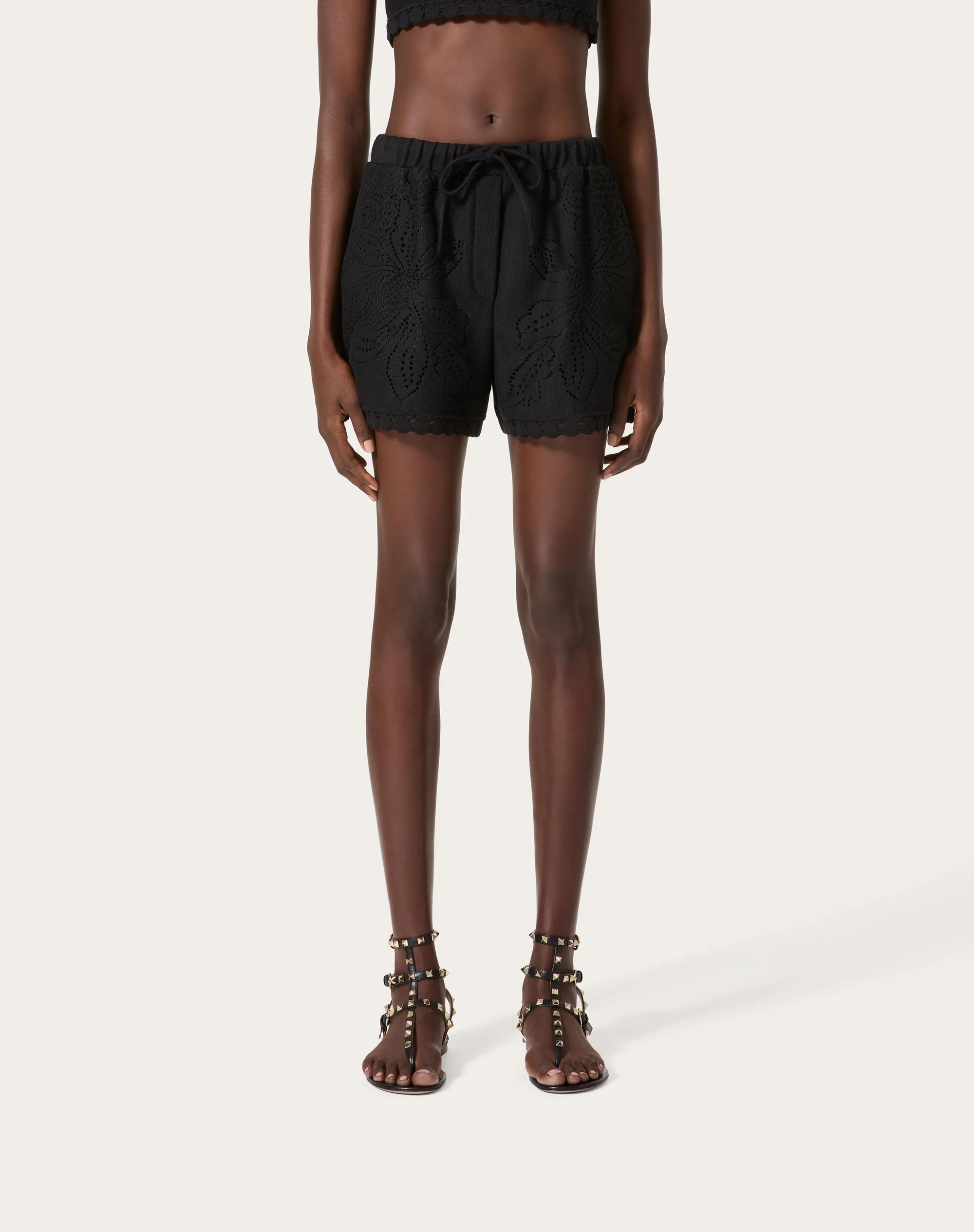 SHORTS IN VALENTINO COTTON GUIPURE JARDIN PLAT