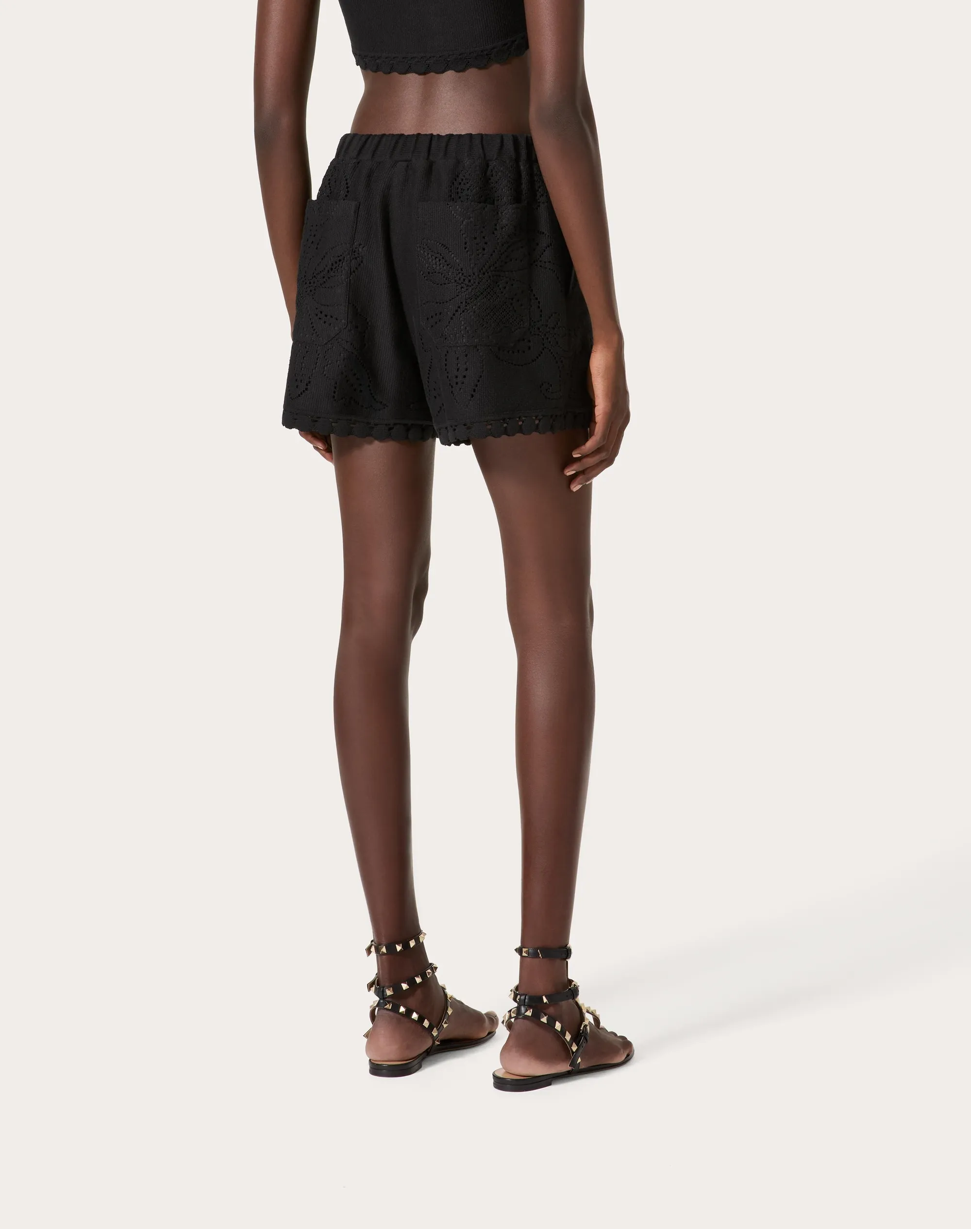 SHORTS IN VALENTINO COTTON GUIPURE JARDIN PLAT