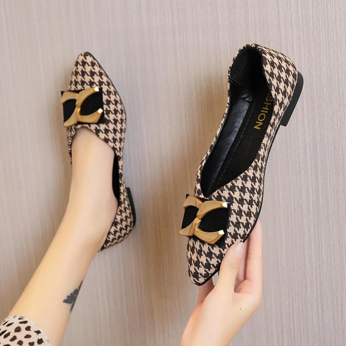Signore carino punta rotonda 2022 moda modello scozzese primavera scarpe basse moda donna dolce estate mocassini piatti scarpe p
