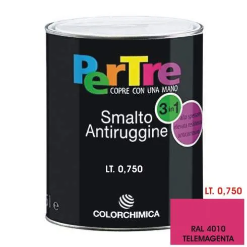 SMALTO ANTIRUGGINE PERTRE RAL 4010 LUCIDO TELEMAGENTA DA LT. 0,75