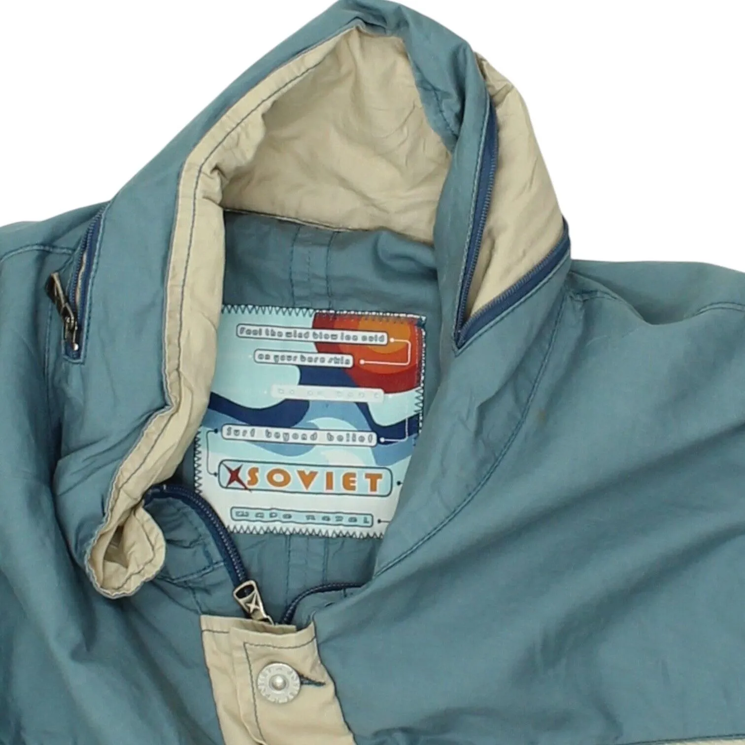 Soviet Mens Blue Rain Jacket | Vintage Tracksuit Top Surf Sportswear VTG