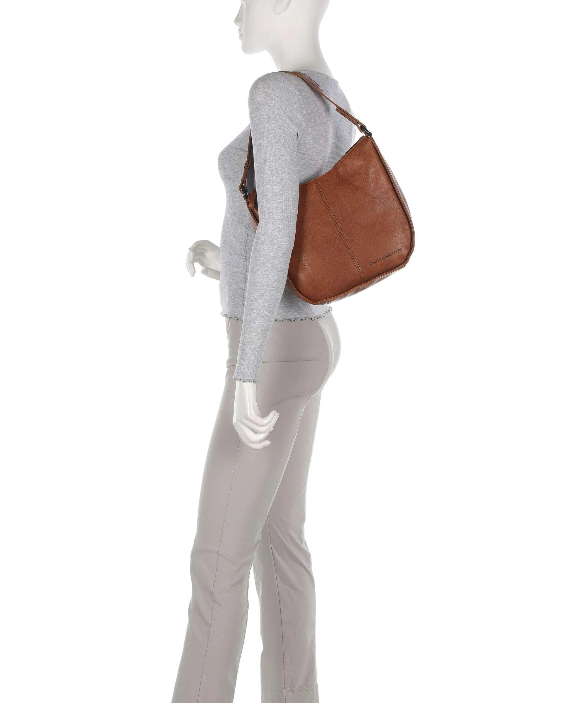  Spikes & Sparrow Bronco Colleen Borsa a spalla pelle granulata marrone  