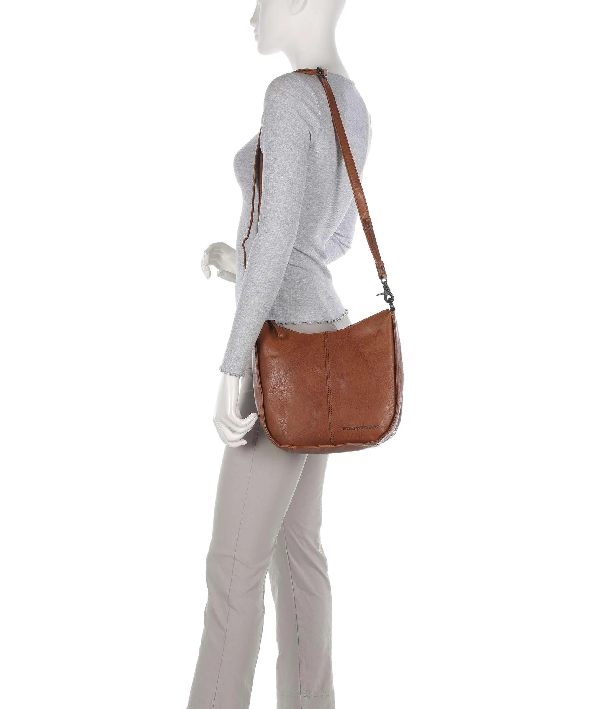  Spikes & Sparrow Bronco Colleen Borsa a spalla pelle granulata marrone  