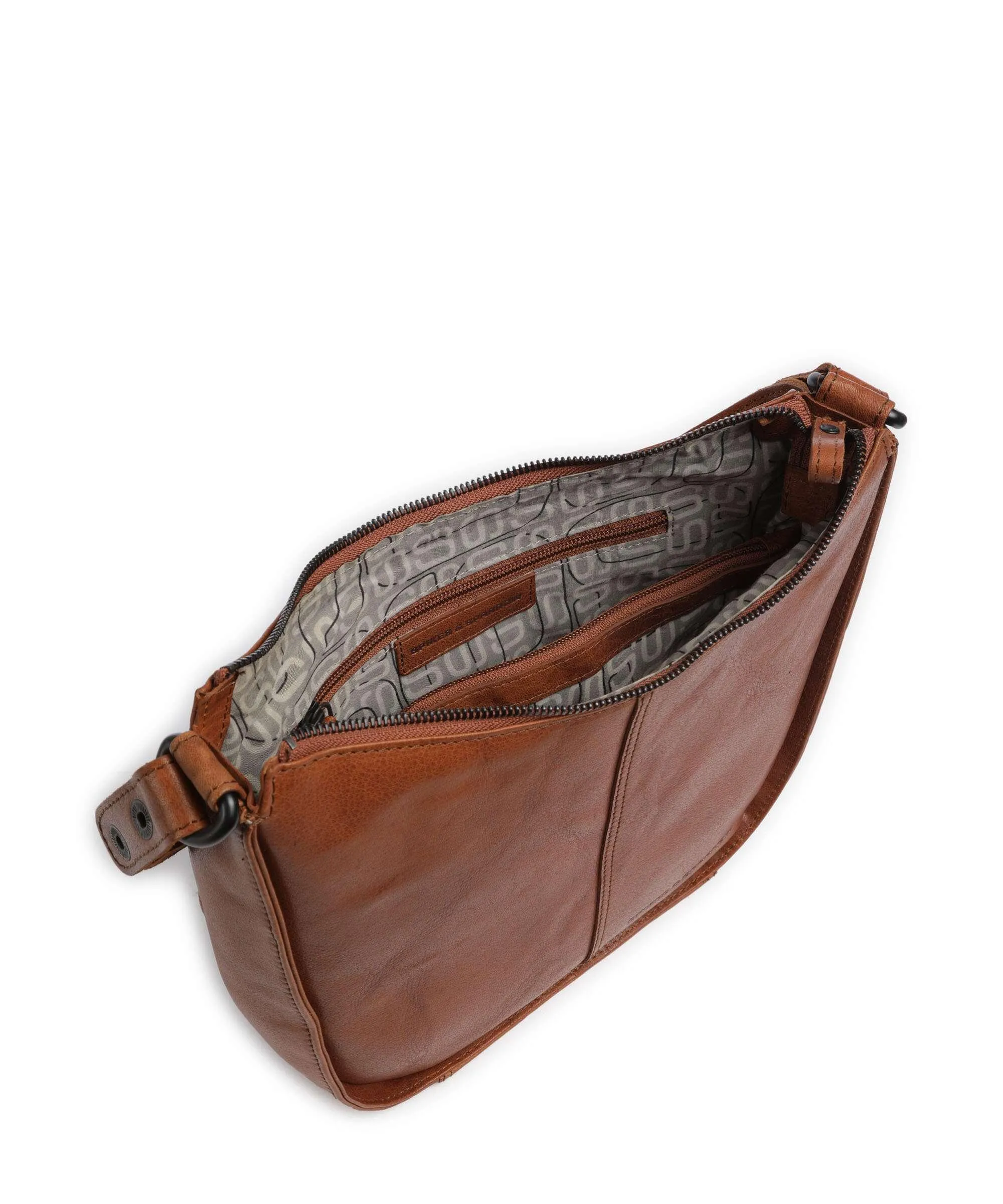  Spikes & Sparrow Bronco Colleen Borsa a spalla pelle granulata marrone  